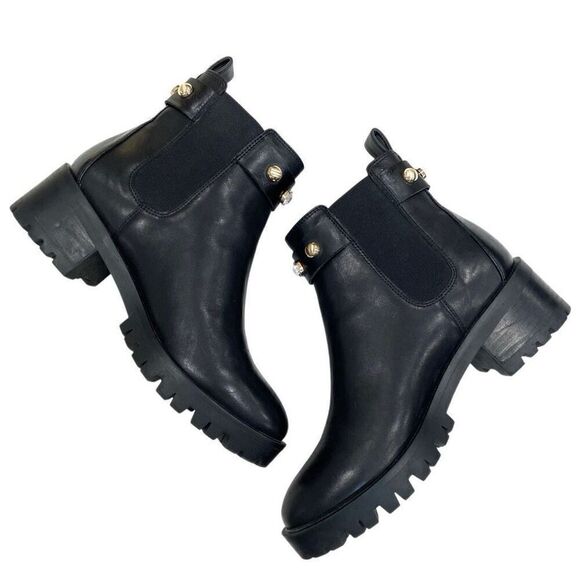 KARL LAGERFELD Leather Lug Sole Booties - Picture 7 of 8